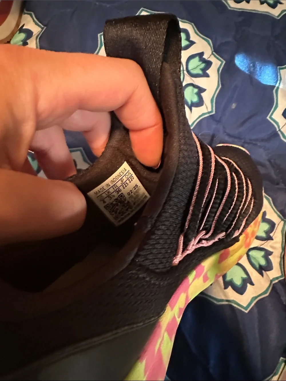 adidas Black Knit Sneakers with Neon Yellow Branding and Multicolor Sole